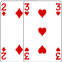 Two of Diamonds and Three of Hearts