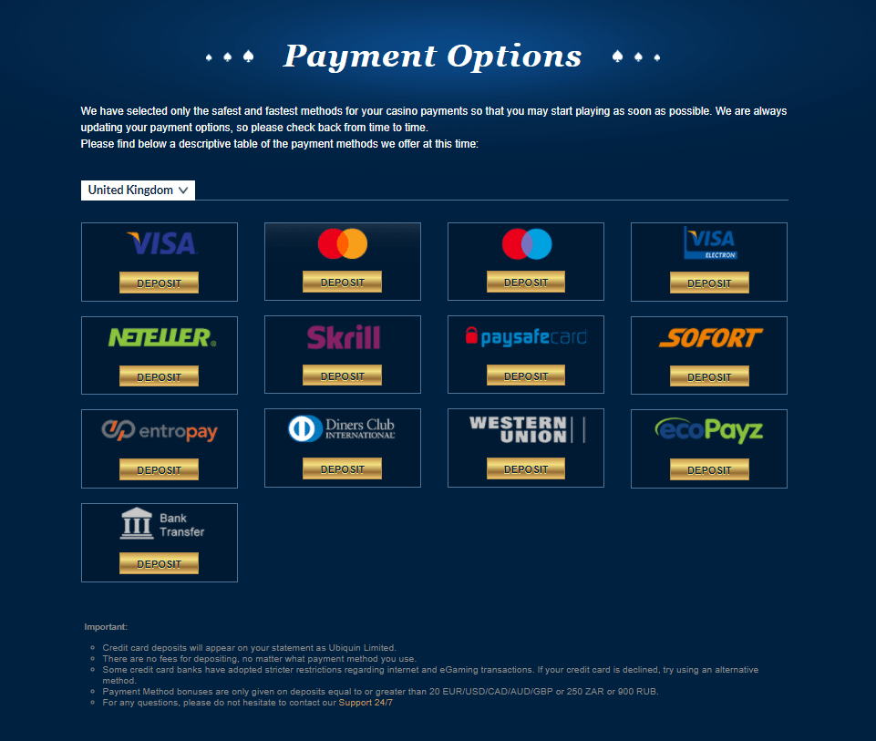 Napoli Payment Options