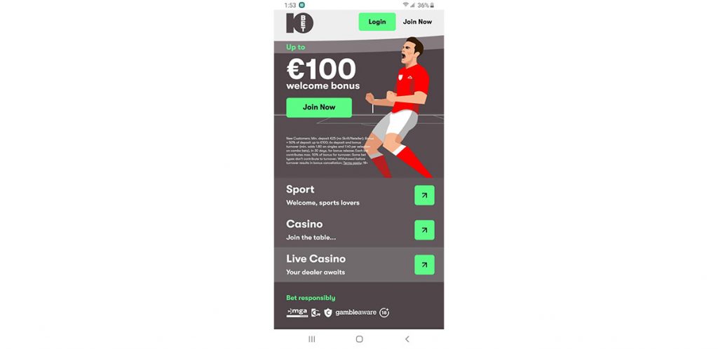 10Bet Mobile Sports Screenshot