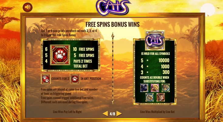 Cats Online Slots Free Spin Bonus