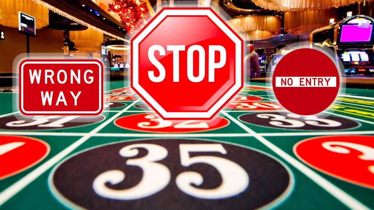 Traffic Warning Signs Over Craps Table