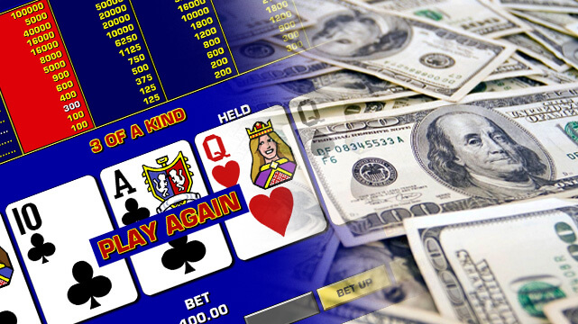 Deuces Wild Video Poker Screen, Money Piled Up