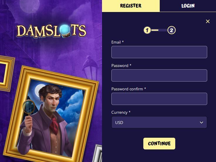 DamSlots Sign Up