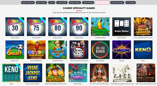 Casual Games at SlotsandCasino