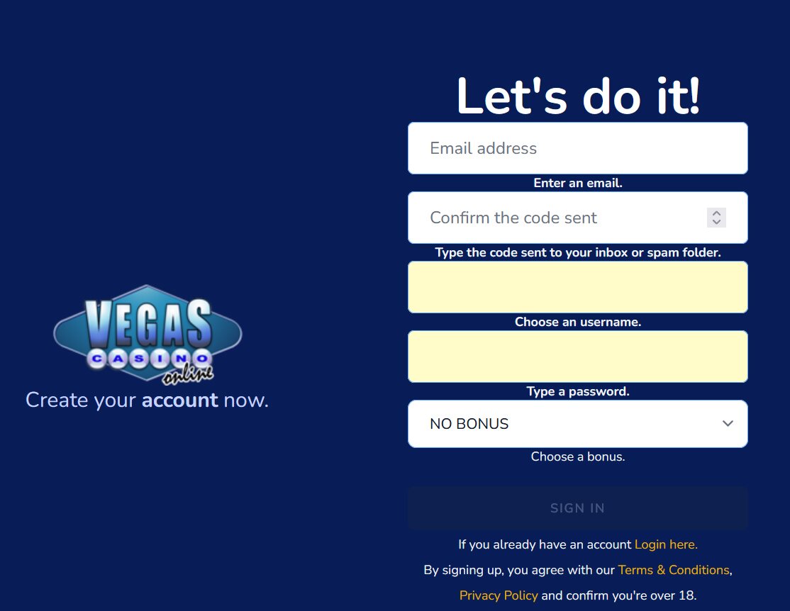 Vegas Casino Online Sign Up