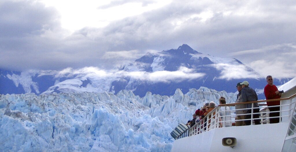 File- This August 2007 file photo shows the Hubbard Glacier in Alaska as seen from the deck of Royal Caribbeans Radiance of the Seas cruise ship. Planning a vacation with three generations _ grandparents, parents and kids _ can be tricky. An Alaskan cruise is one way to go. (AP Photo/Beth J. Harpaz, File)