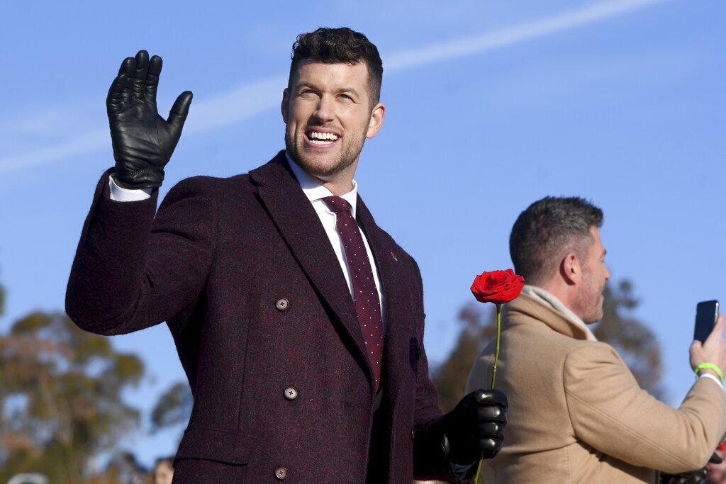 ABC's The Bachelor float with Clayton Echard at the 133rd Rose Parade in Pasadena, Calif., Saturday, Jan. 1, 2022. (AP Photo/Michael Owen Baker)