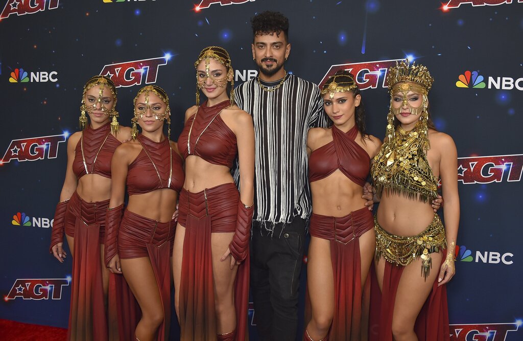 The Mayyas arrive at the "America's Got Talent" Season 18 finale on Wednesday, Sept. 27, 2023, at Hotel Dena in Pasadena, Calif. (Photo by Jordan Strauss/Invision/AP)