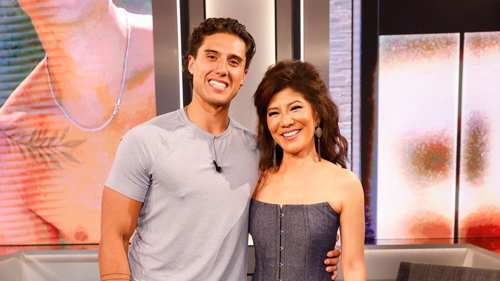 BIG BROTHER Thursday July 25 on the CBS Television Network and live streaming on Paramount+ and PlutoTV. Pictured: Matt Hardeman and Julie Chen Moonves. Photo: Sonja Flemming/CBS ©2024 CBS Broadcasting, Inc. All Rights Reserved.