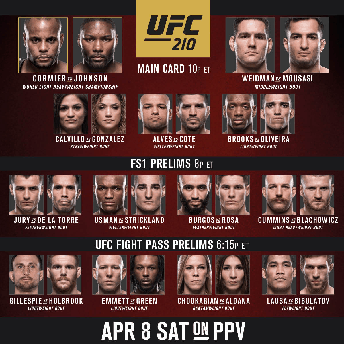 Ufc 210 Fight Card Example 